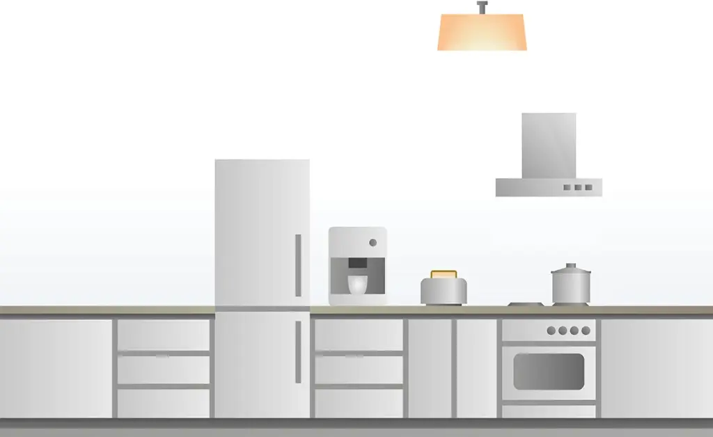 Küche mit zahlreichen Geräten, die Strom verbrauchen.